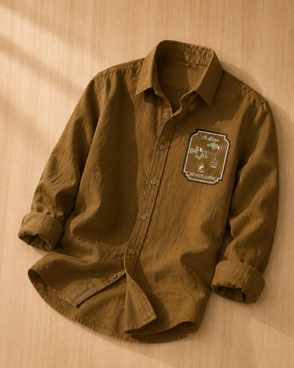 Nortex Men Solid Casual Brown Shirt - Image 1