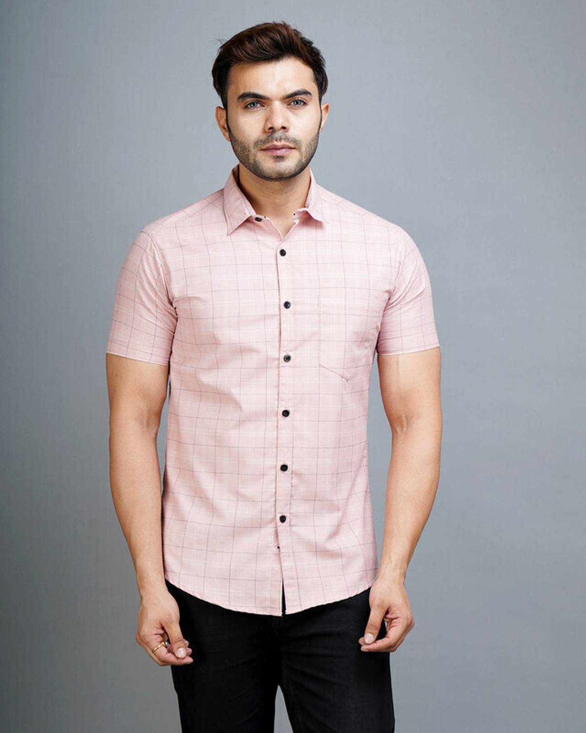 Apuesto Men Slim Fit Checkered Spread Collar Casual Shirt