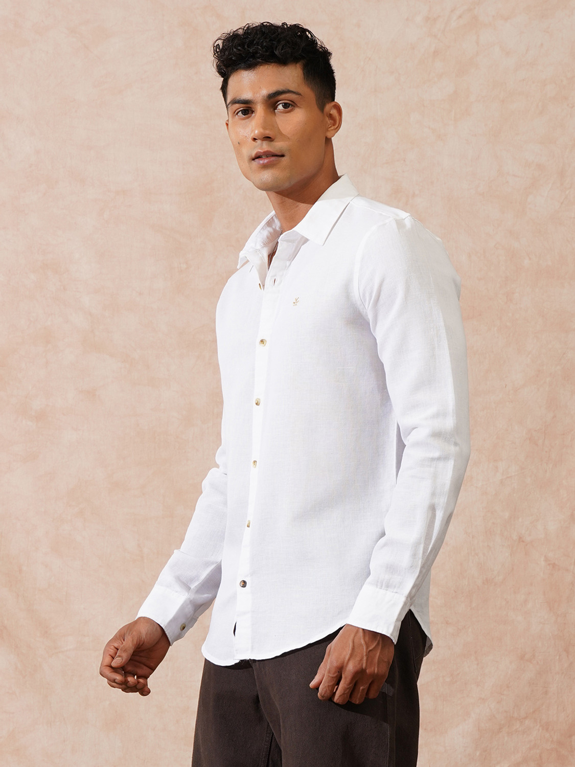 Image of WROGN Men Solid Casual White Shirt