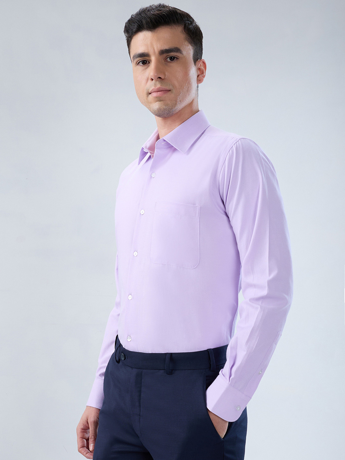 Image of PARK AVENUE Men Solid Formal Purple Shirt