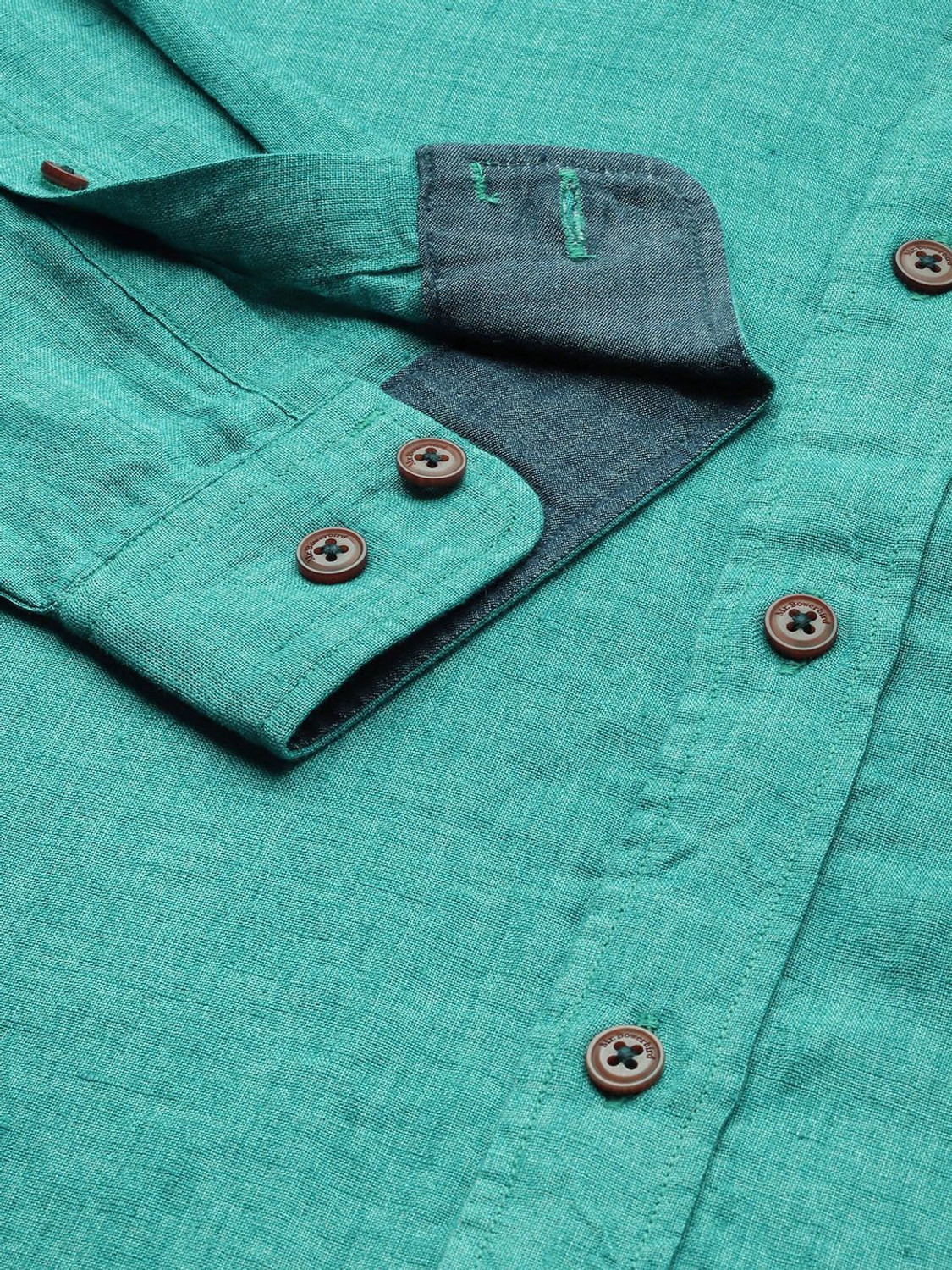 Image of Mr Bowerbird Men Solid Casual Blue Shirt