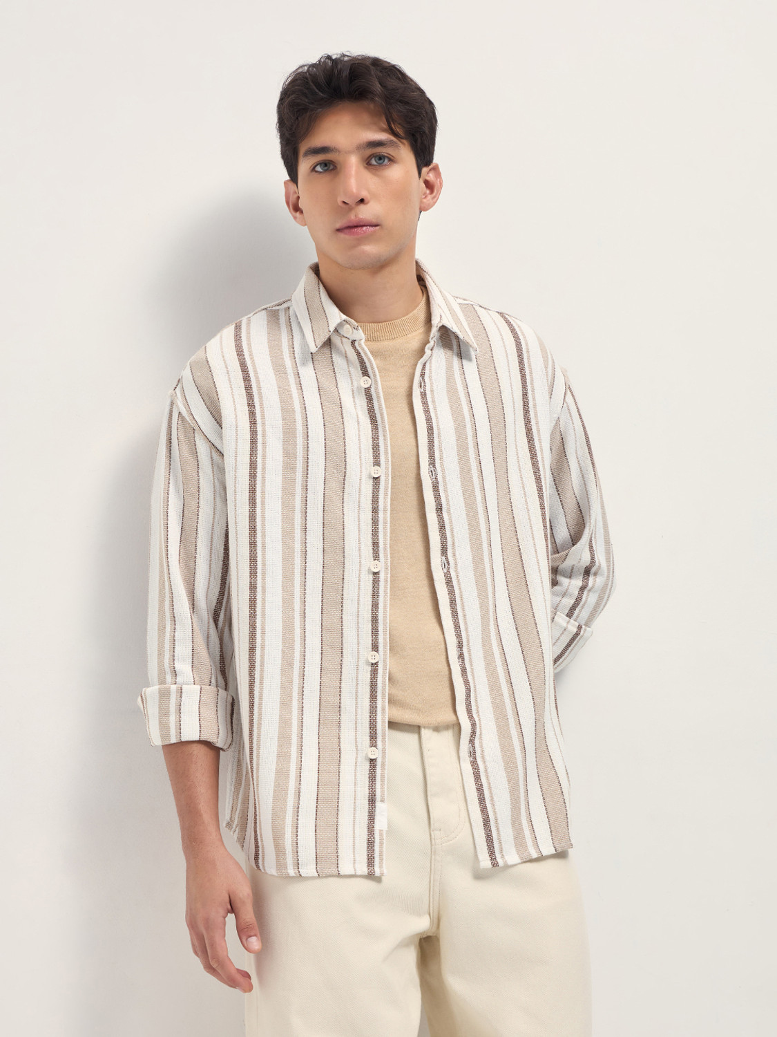 Image of THE BEAR HOUSE Men Striped Casual Multicolor Shirt