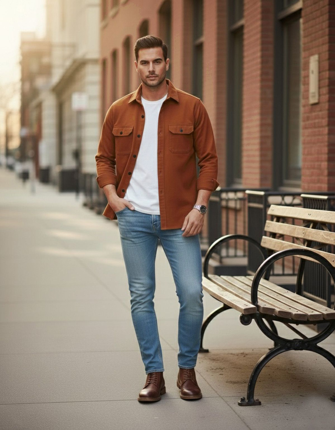 Image of Styles Thief Men Solid Casual Orange Shirt