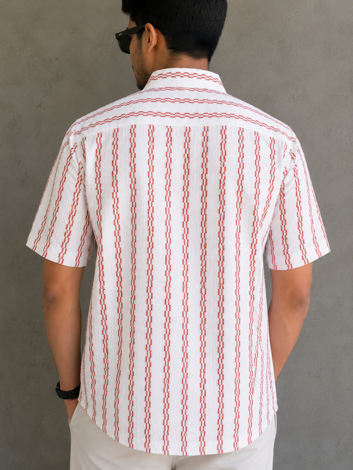 Image of VINTHON Men Printed Casual Red, Orange Shirt