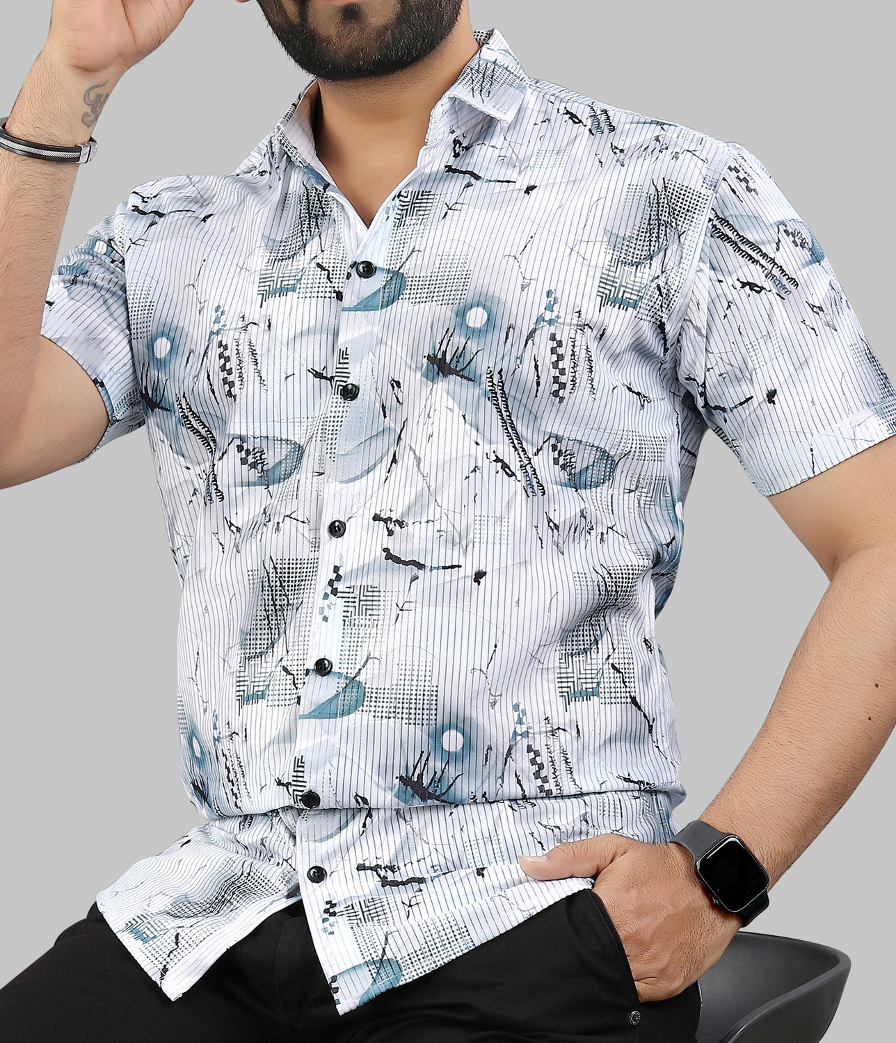 Image of Varidashi Men Printed Casual Multicolor Shirt