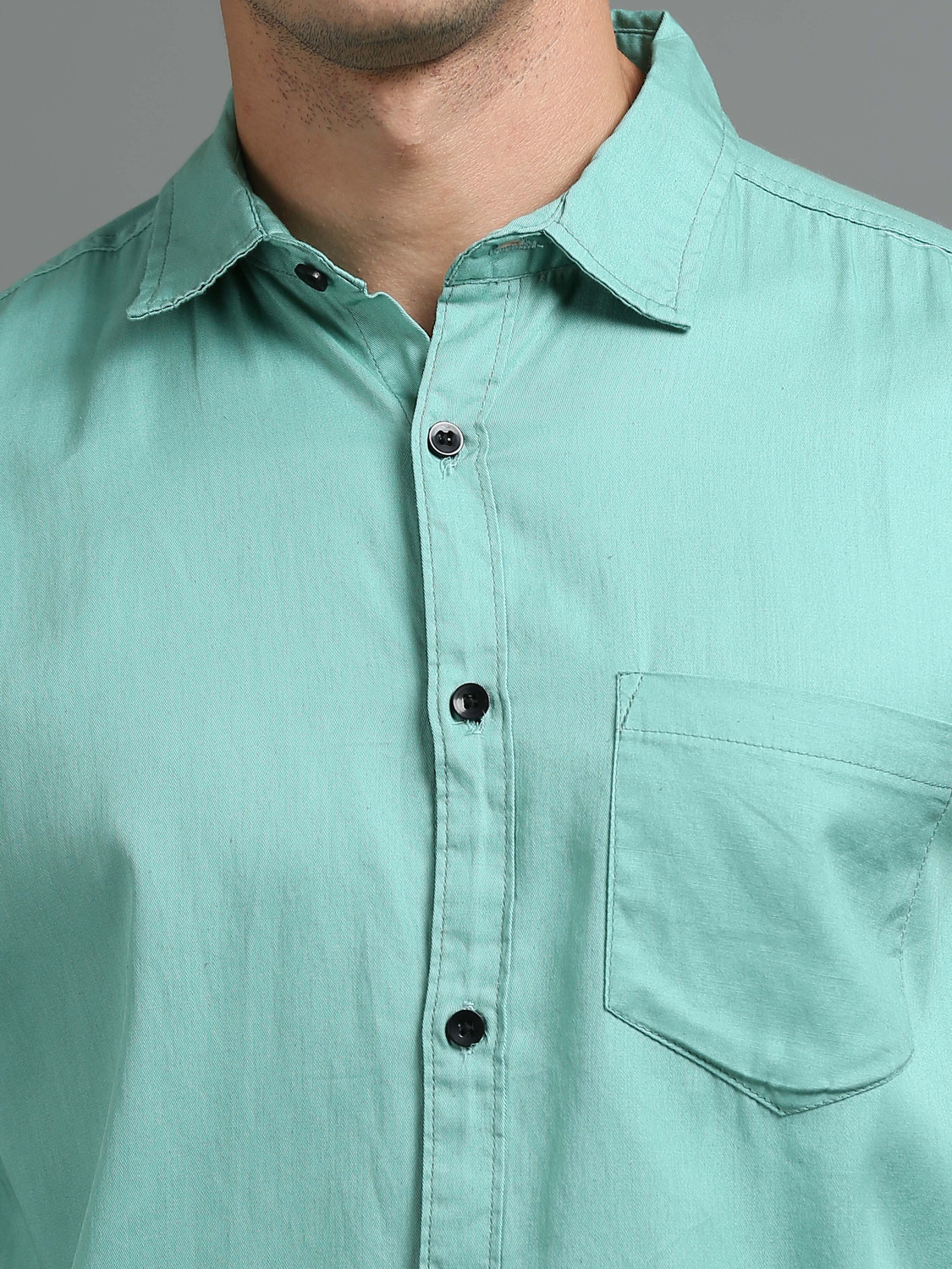 Image of tallwalker Men Solid Casual Light Green Shirt