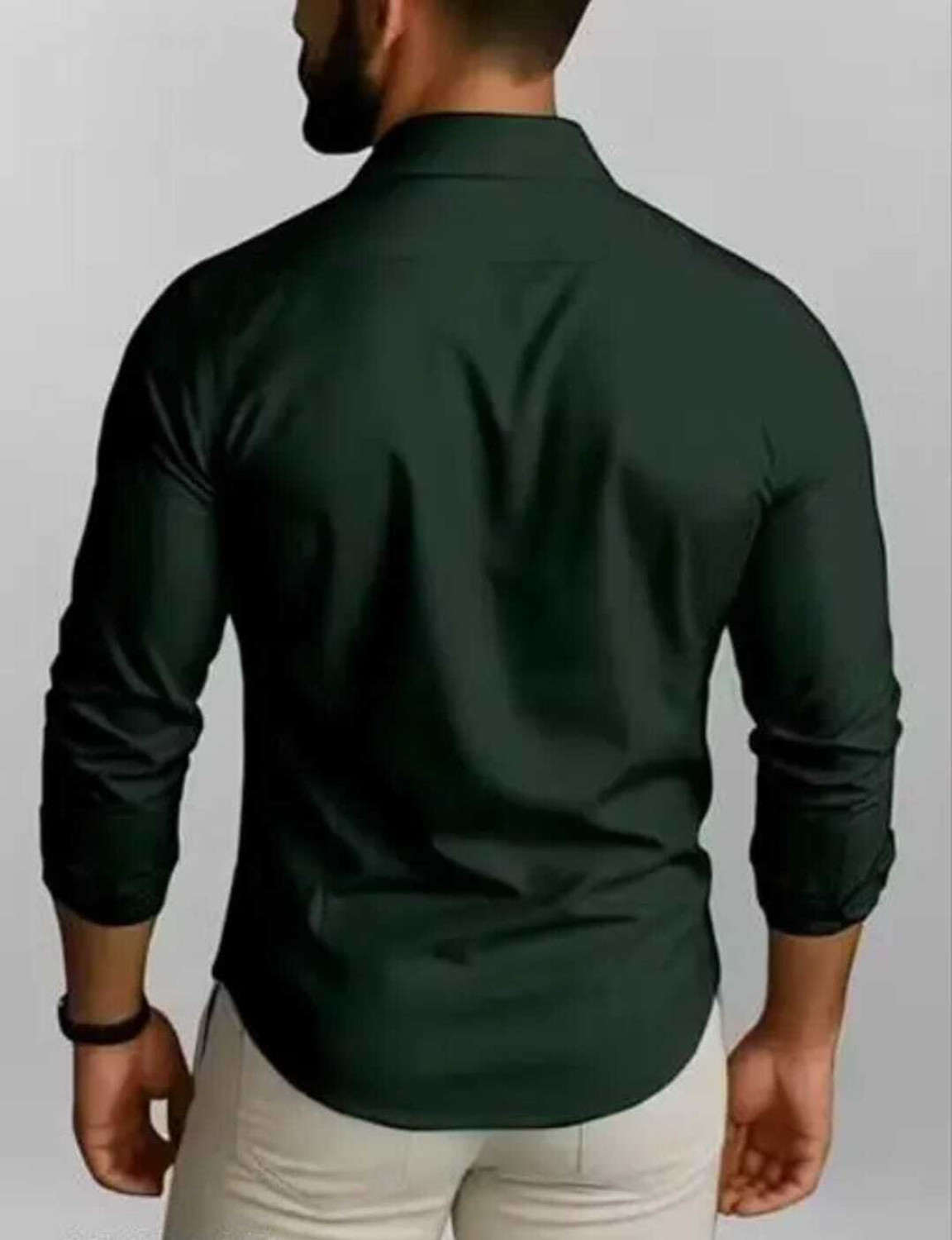 Image of STC FASHION Men Solid Formal Dark Green Shirt