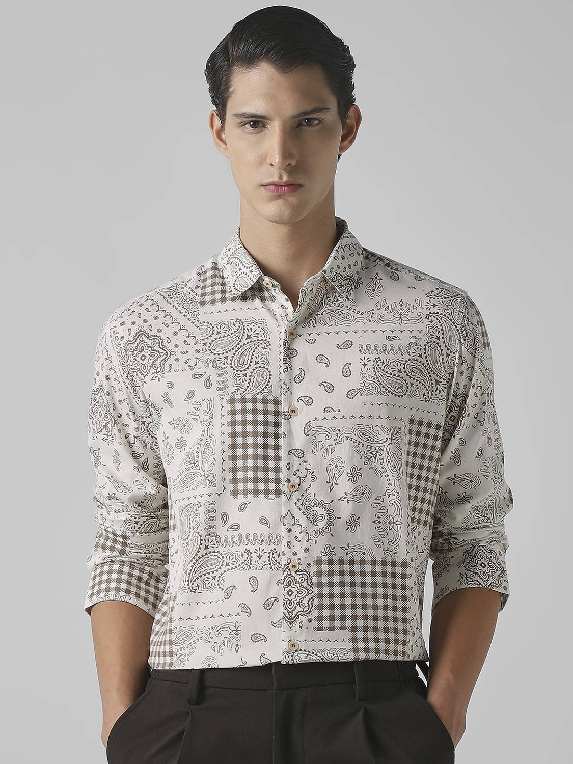 MUFTI Men Brown Printed Casual Shirt - Image 2
