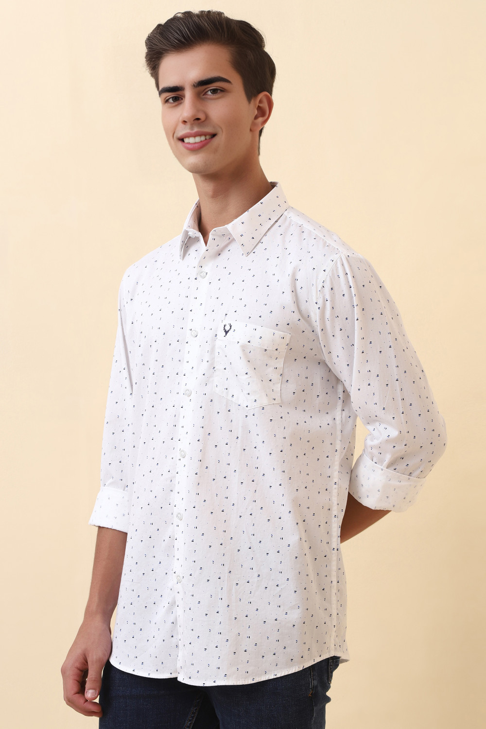 Image of Allen Solly Men Printed Casual White Shirt
