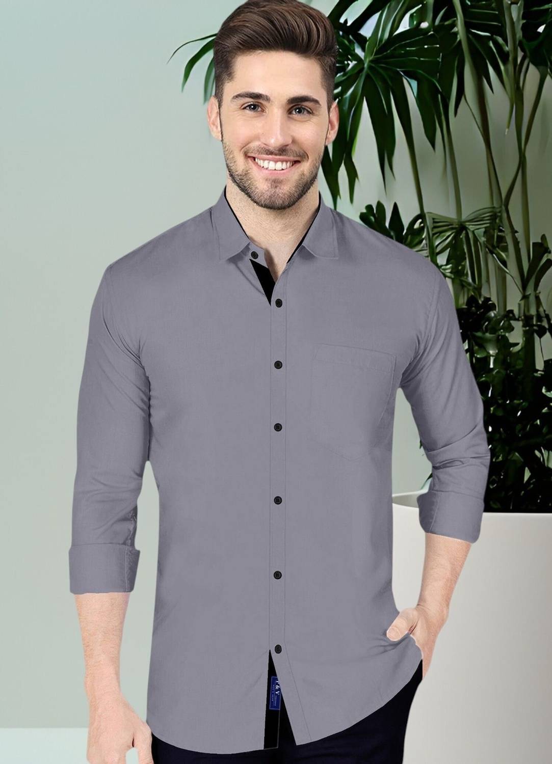 Flipkart SmartBuy Men Grey Casual Shirt - Image 1