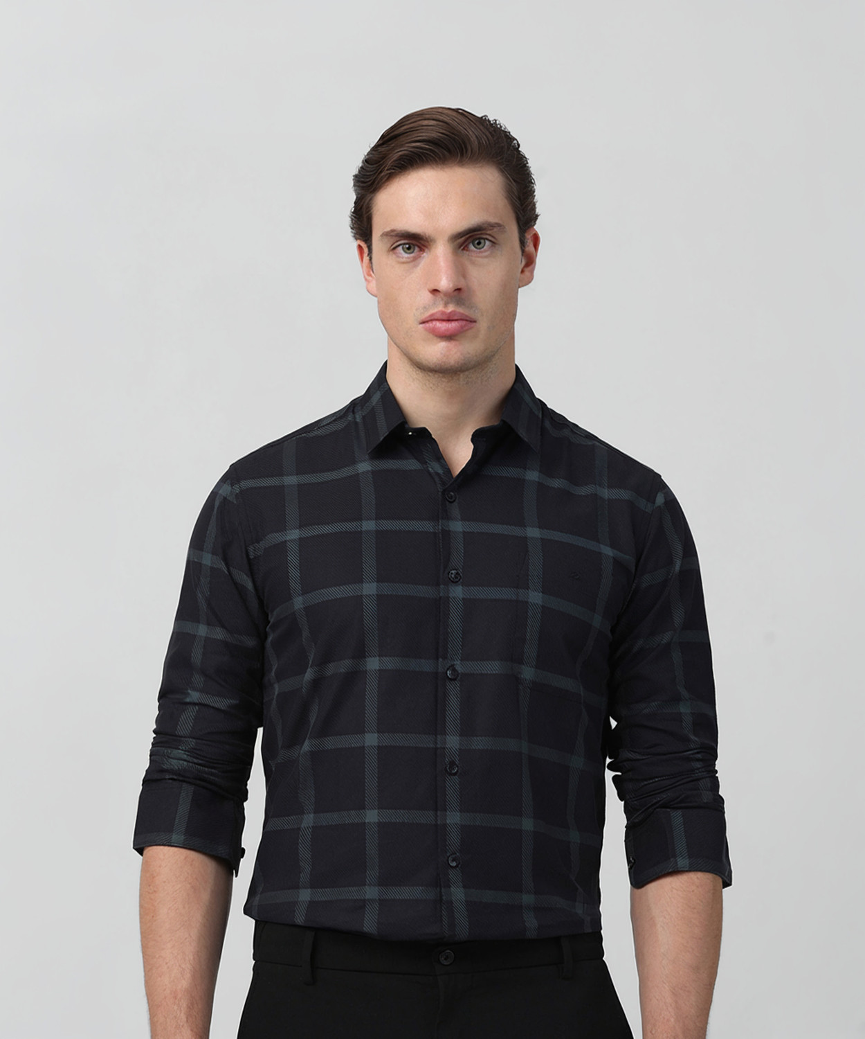 Image of MUFTI Men Checkered Casual Black, Brown Shirt