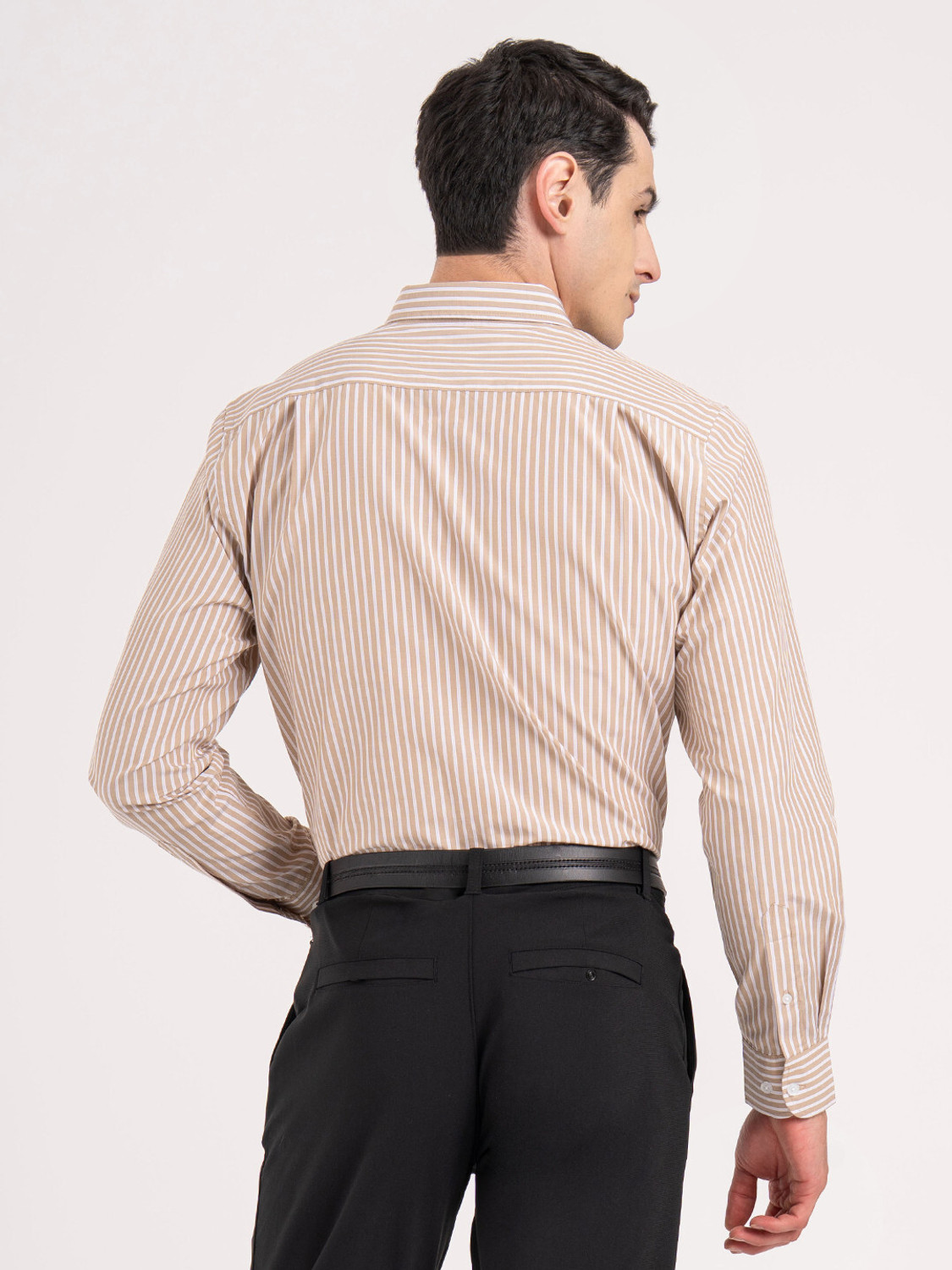 Image of RED TAPE Men Striped Casual Brown Shirt