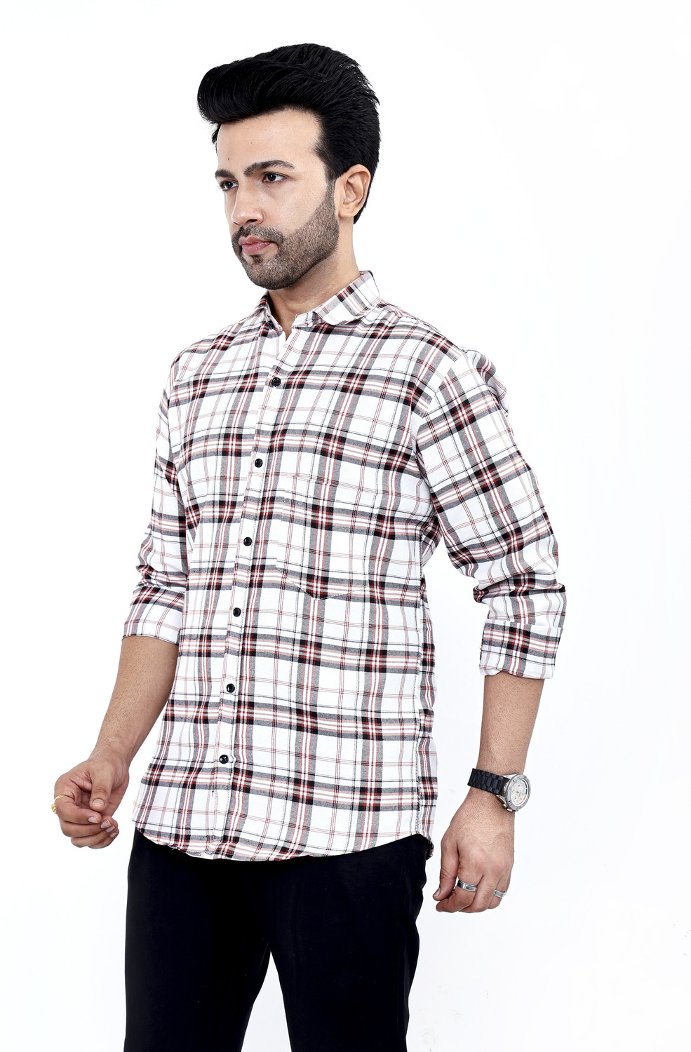 Image of FATTY MOUSE Men Checkered Casual Multicolor Shirt