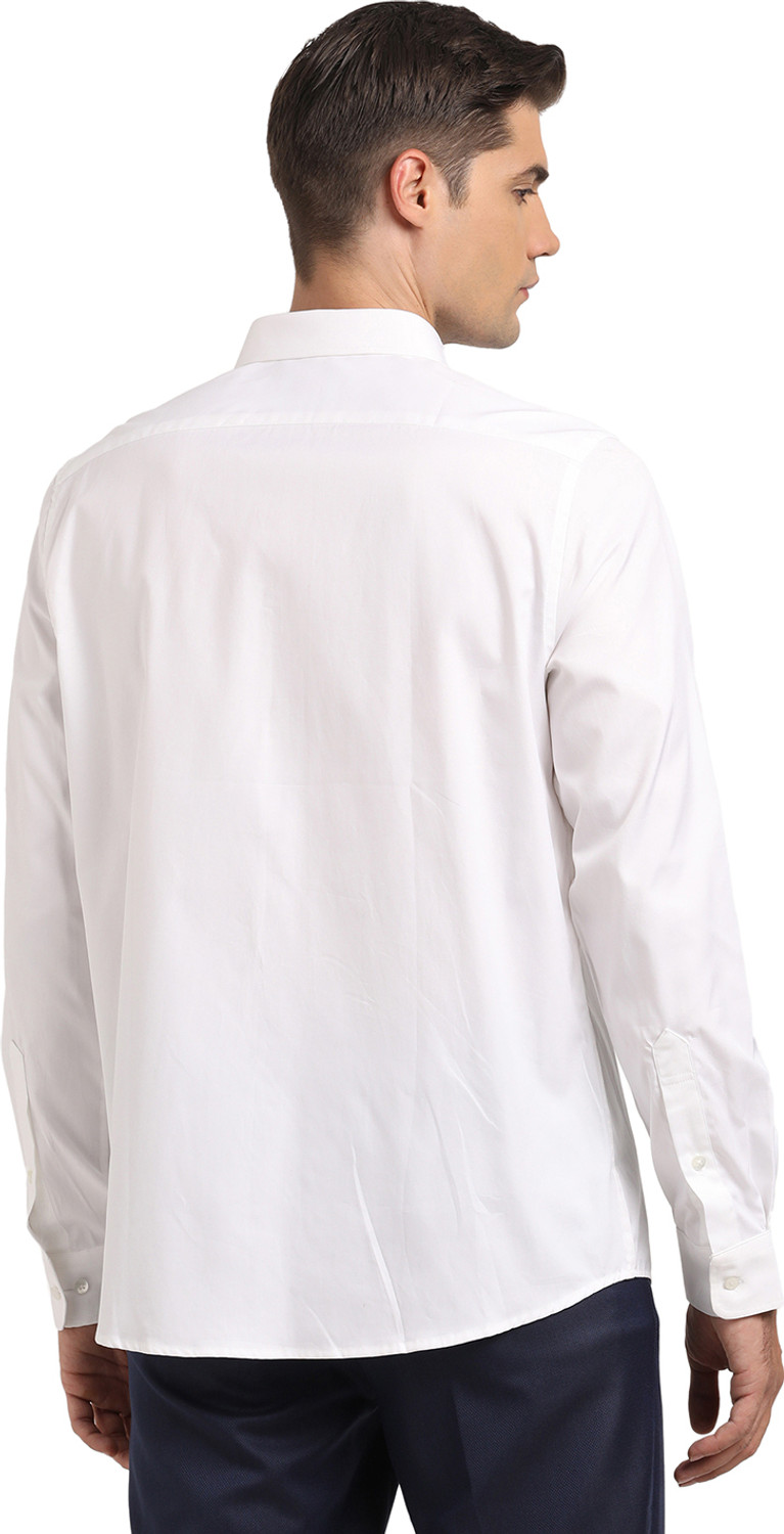 Image of TURTLE Men Solid Formal White Shirt