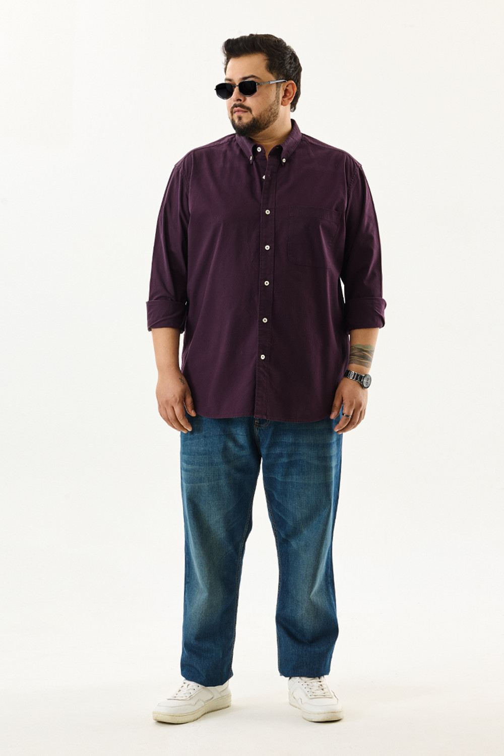 Image of Snitch Men Solid Formal Purple Shirt