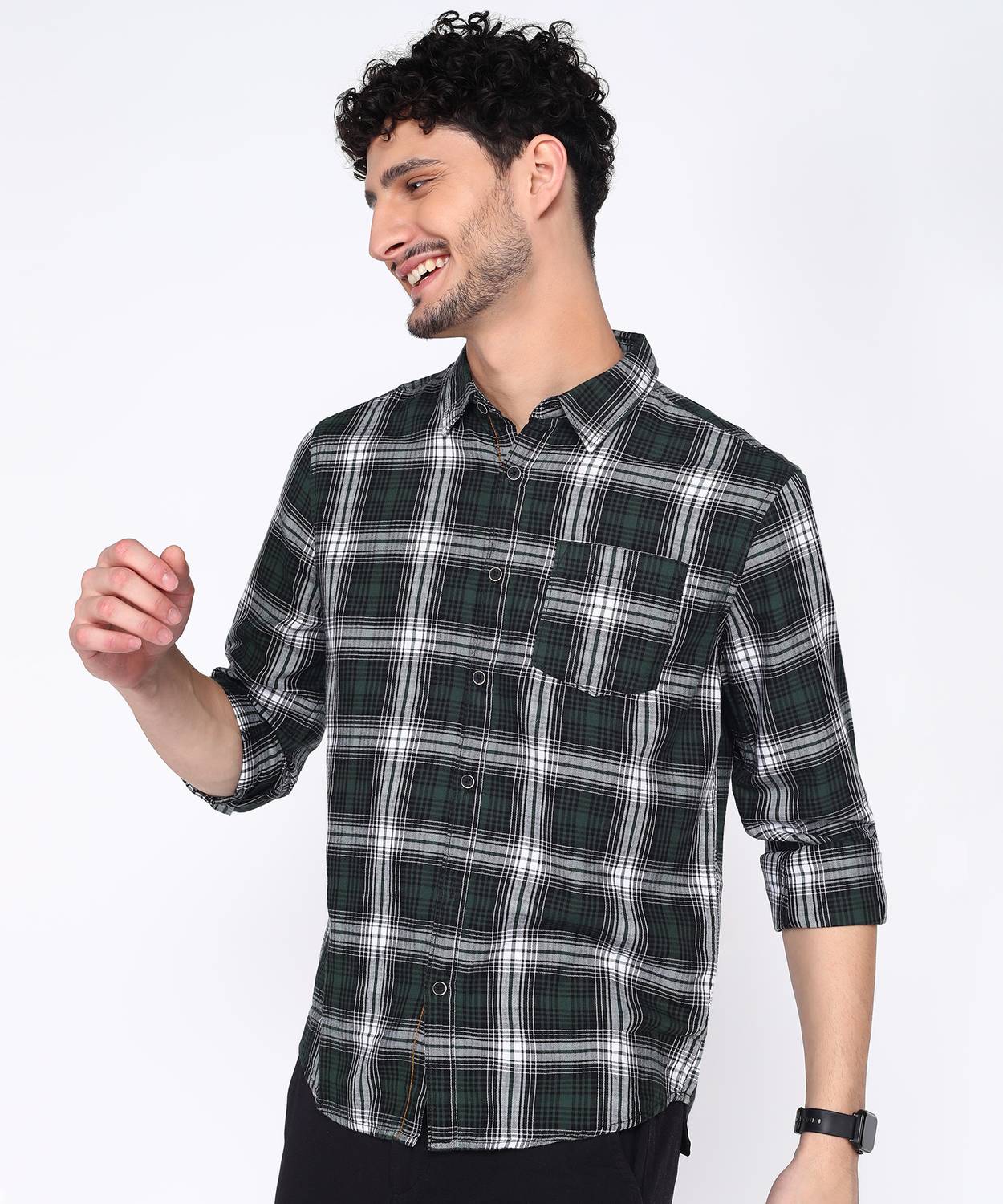 BEAT LONDON by Pepe Jeans Men Checkered Casual Green Shirt