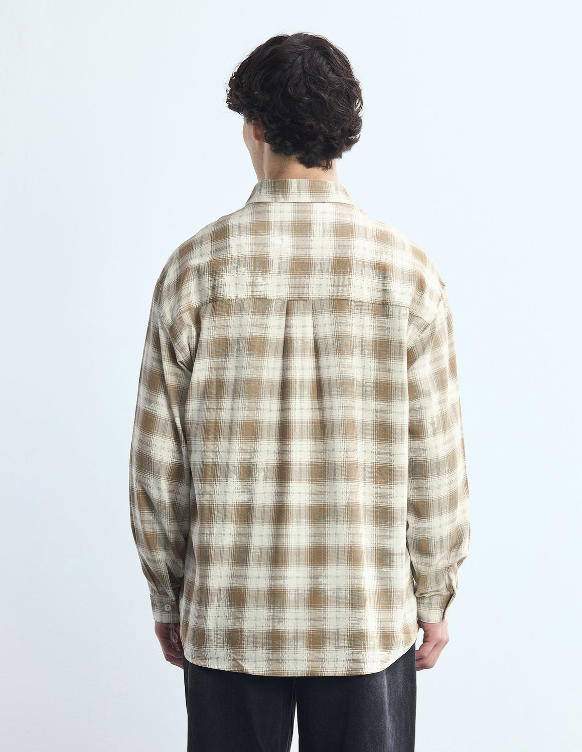 Image of FLYING MACHINE Men Checkered Casual Brown, White Shirt