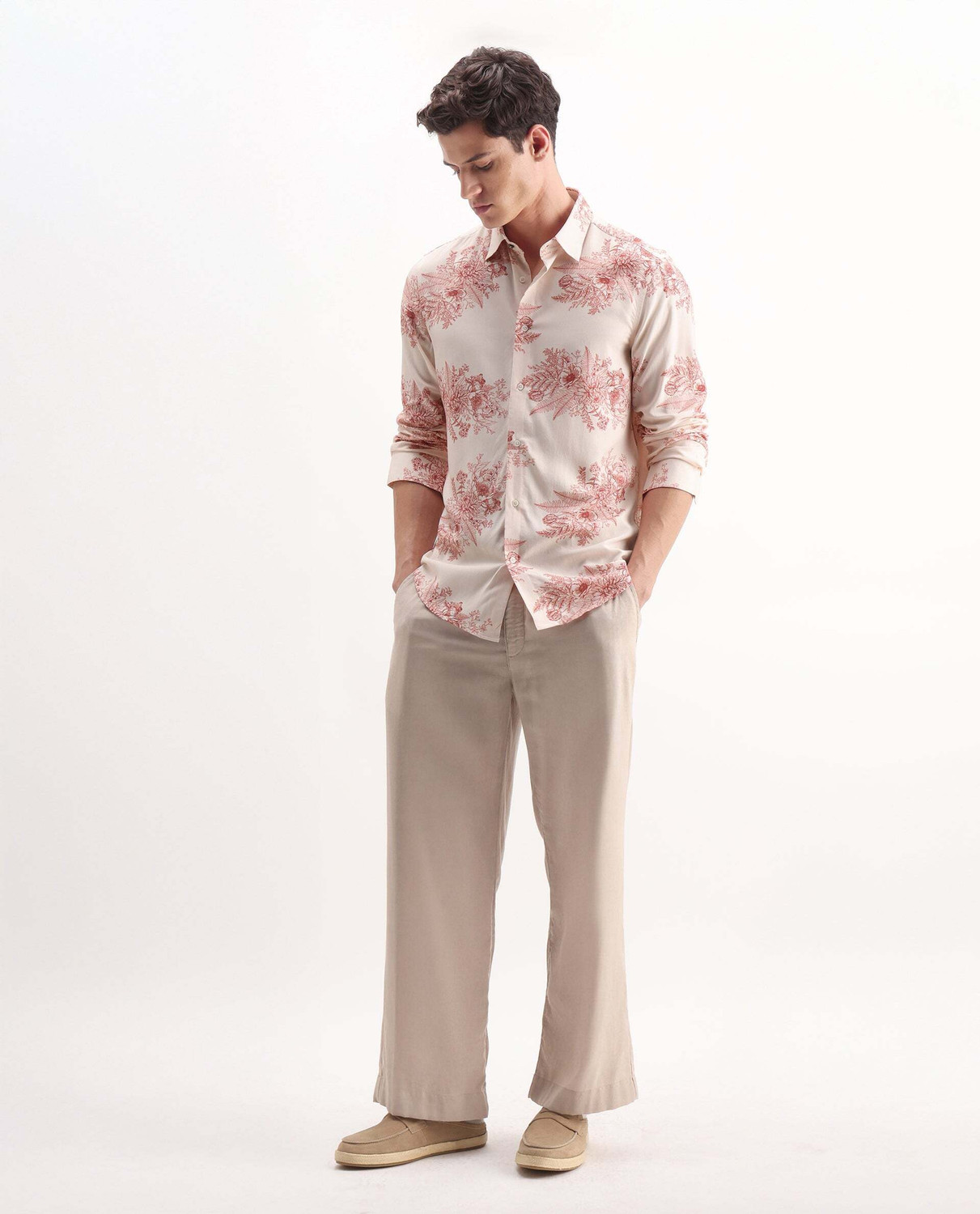 RARE RABBIT Men Regular Fit Printed Spread Collar Casual Shirt - Price ...