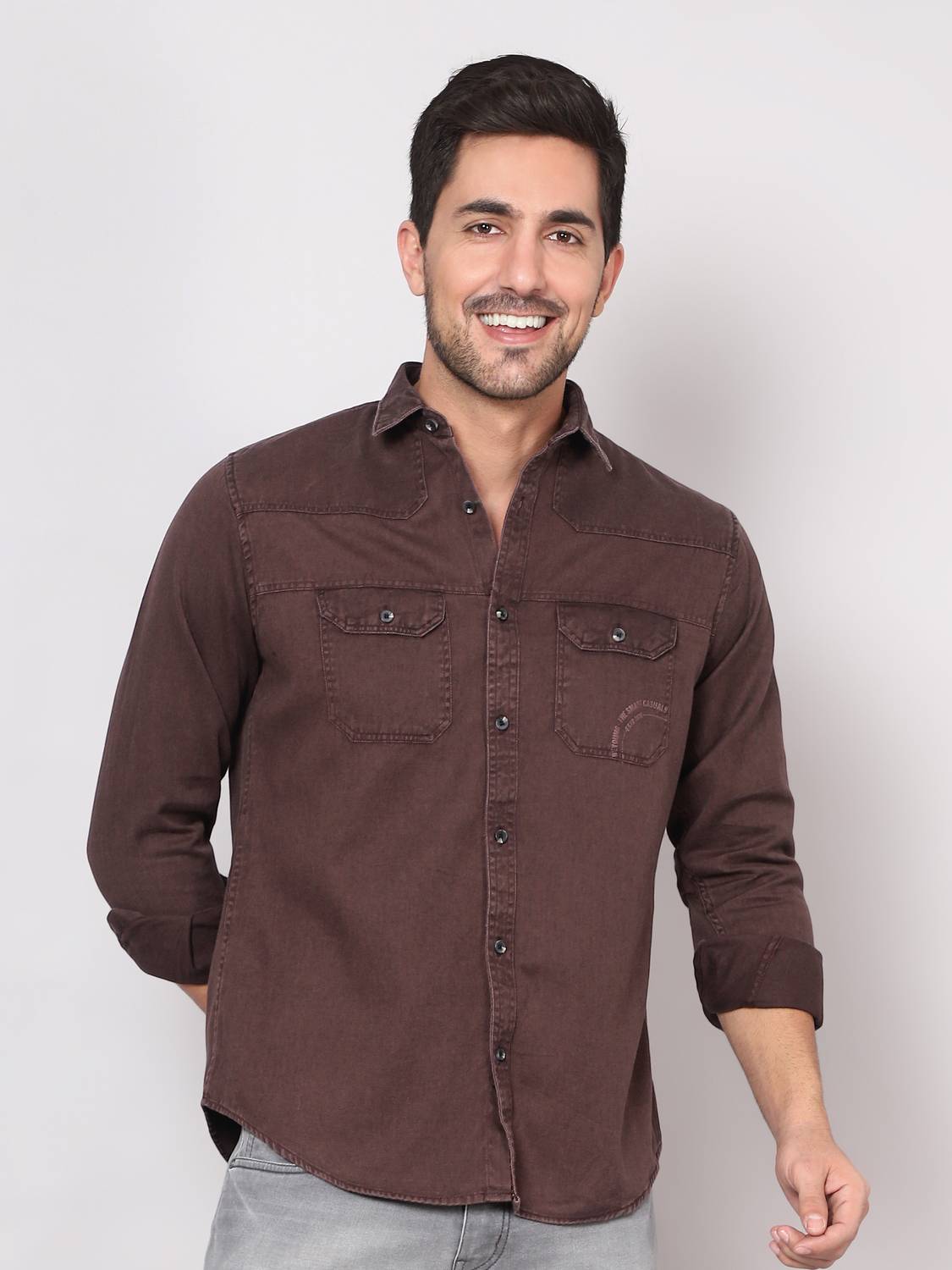BEYOUNG Men Solid Casual Maroon Shirt