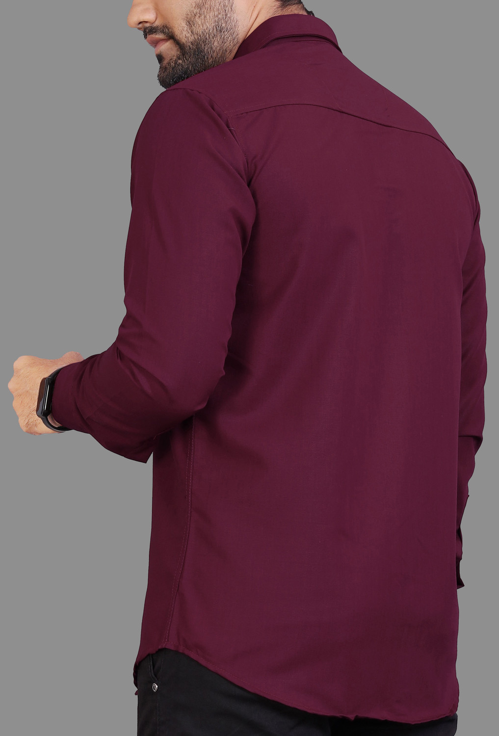 Image of VAAADDO Men Solid Casual Maroon Shirt