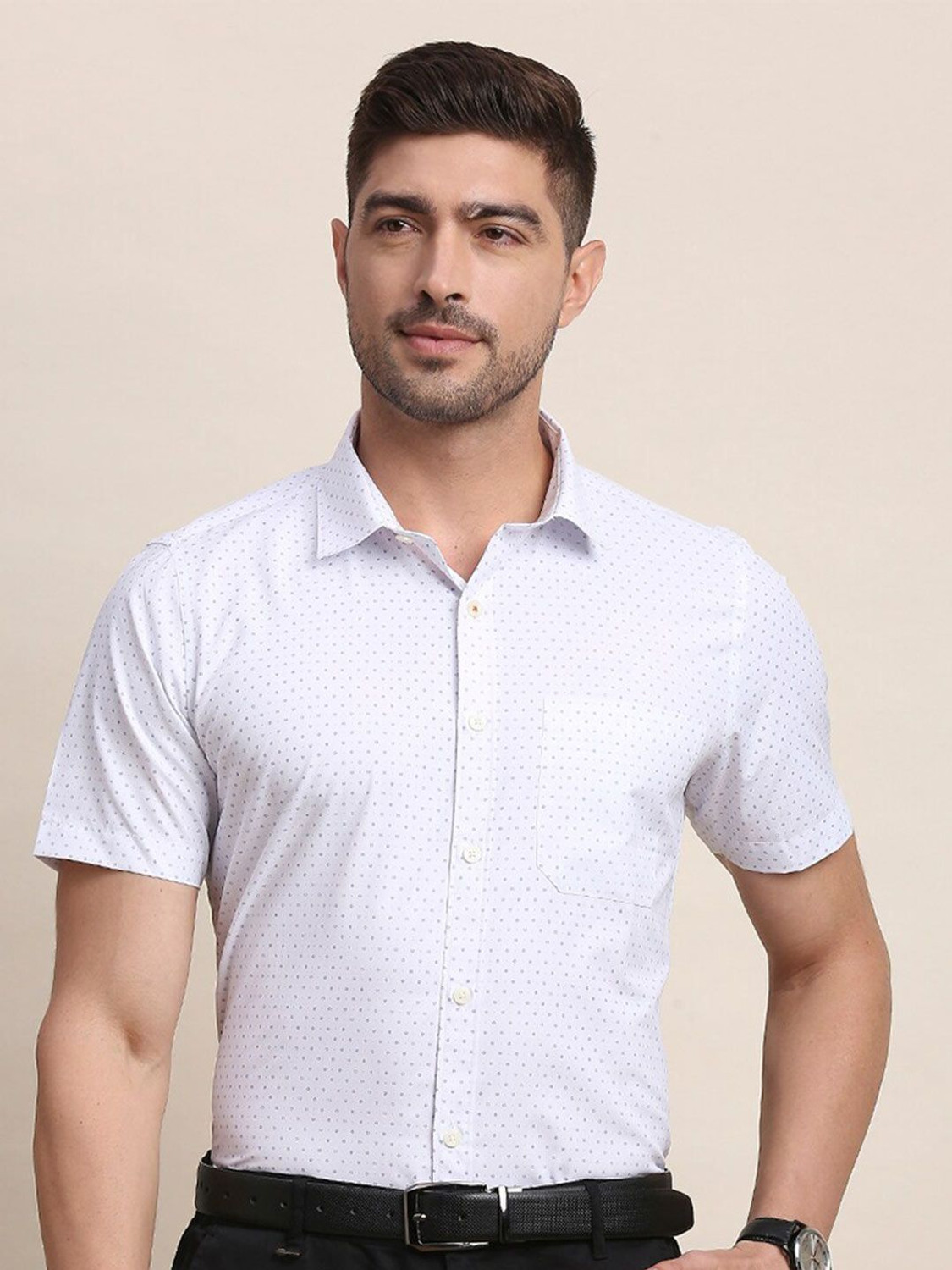 Image of INVICTUS Men Printed Formal White Shirt