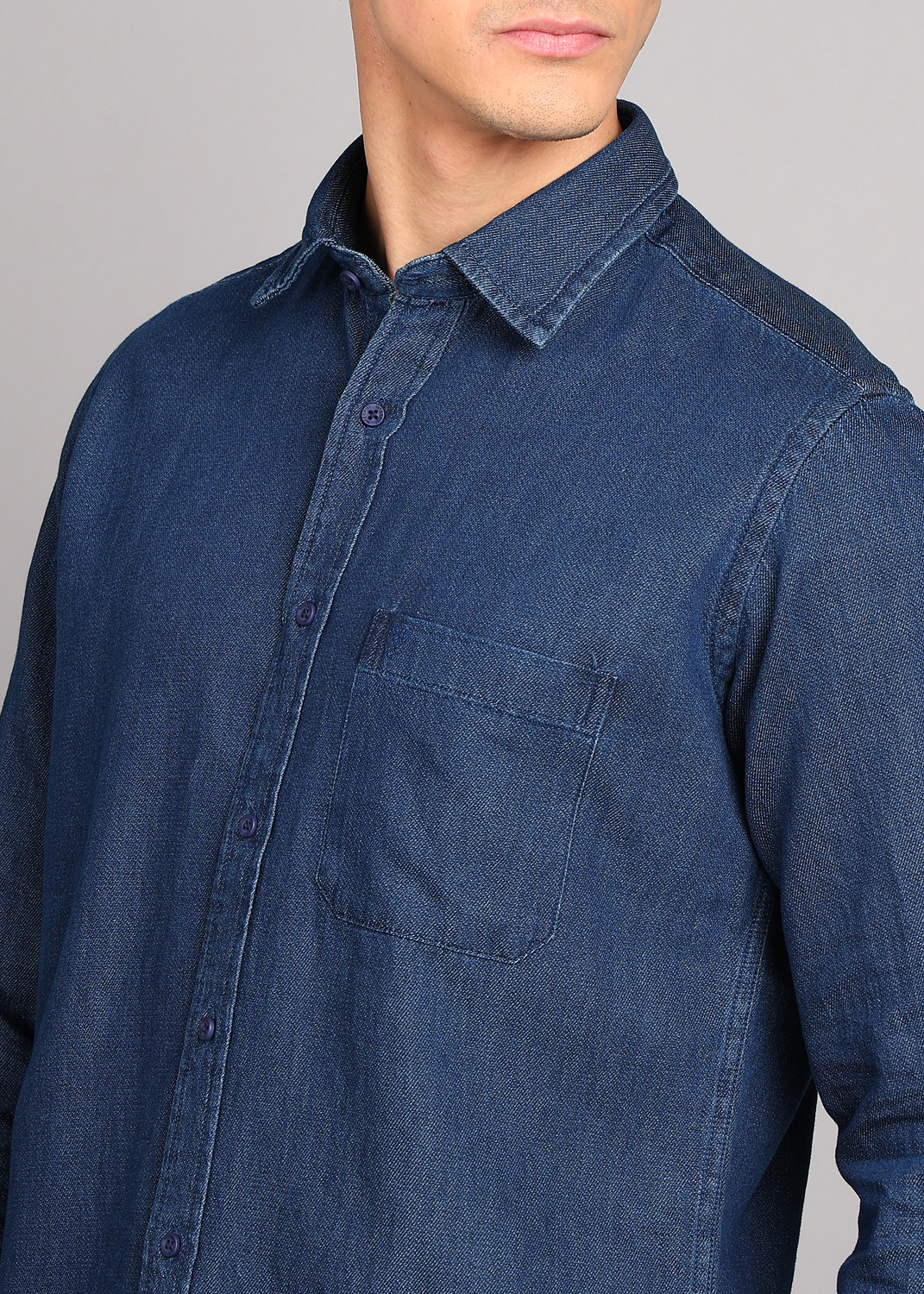 Image of INTEGRITI Men Slim Fit Solid Spread Collar Casual Shirt