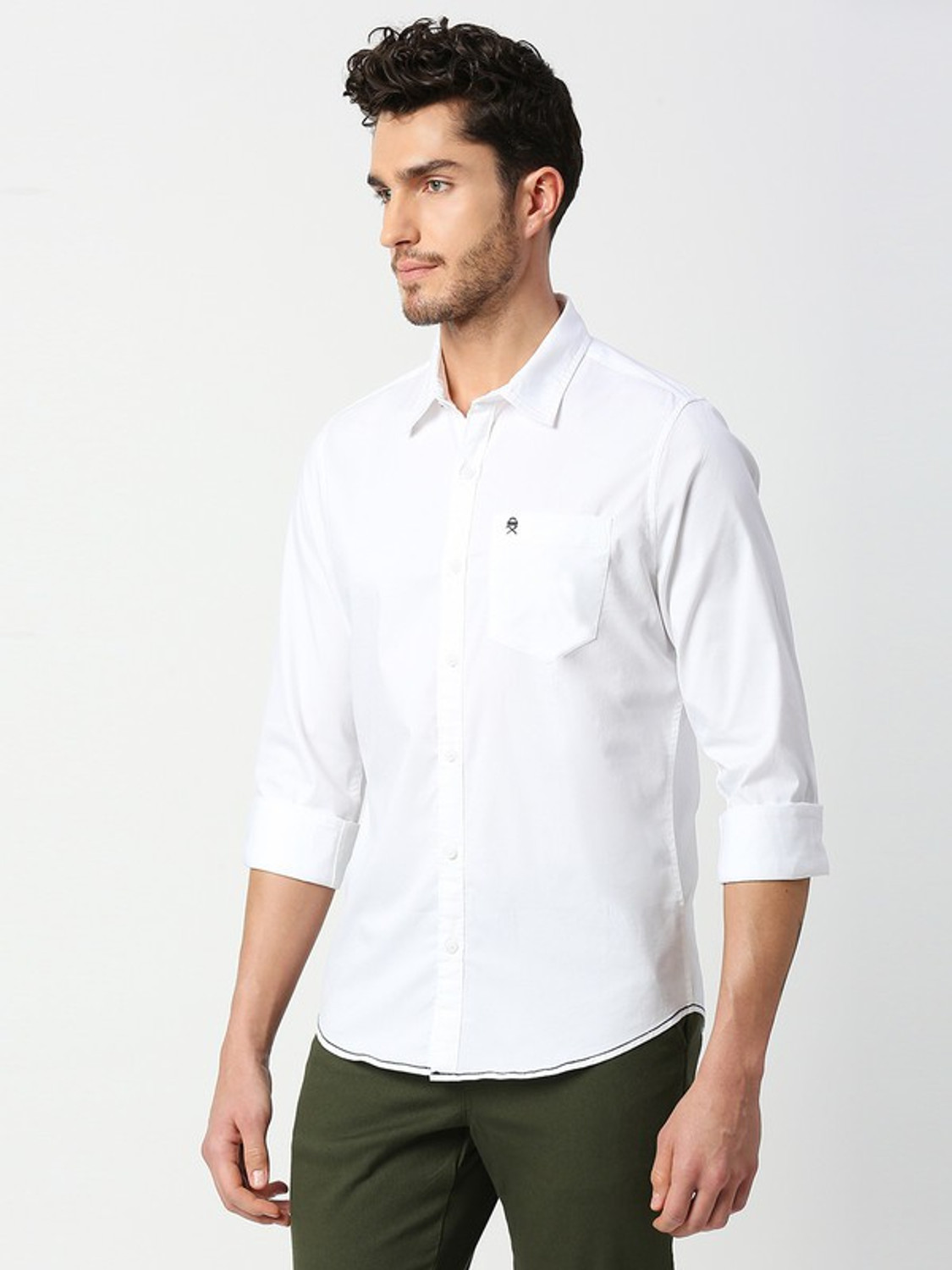 Image of THOMAS SCOTT Men Solid Casual White Shirt