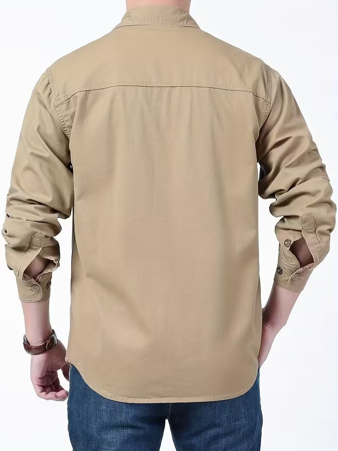 Image of sti Men Solid Casual Khaki Shirt