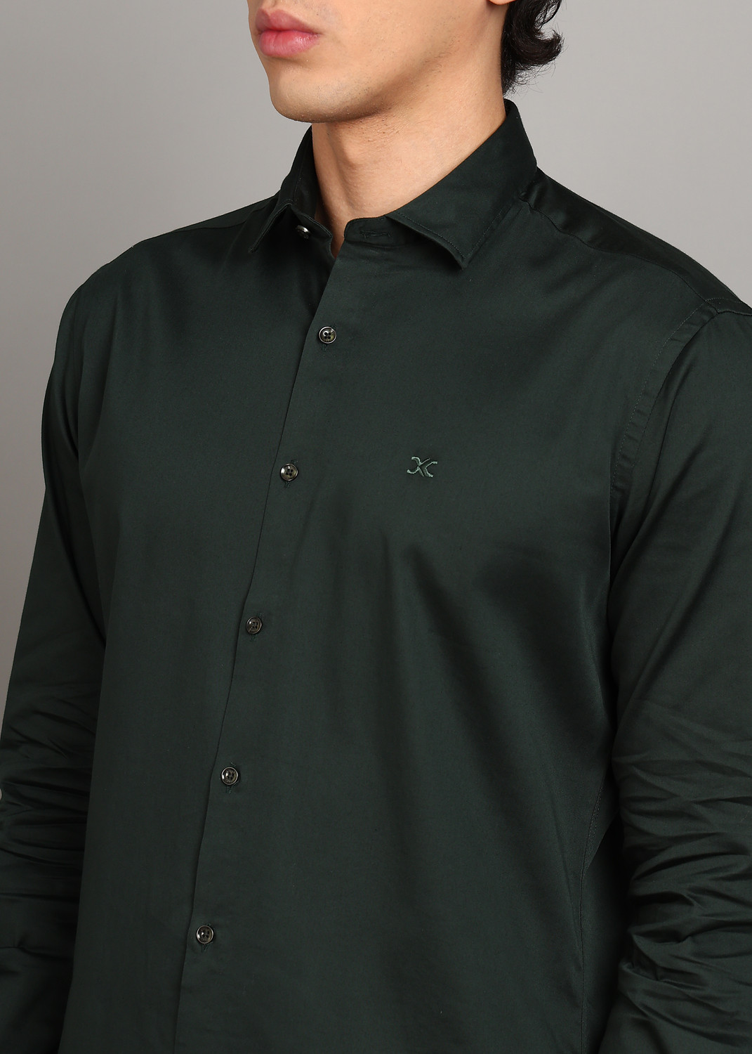 Image of KILLER Men Solid Casual Green Shirt