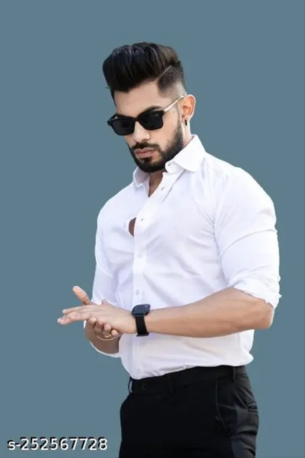 Image of GLOREN Men Solid Casual Multicolor Shirt