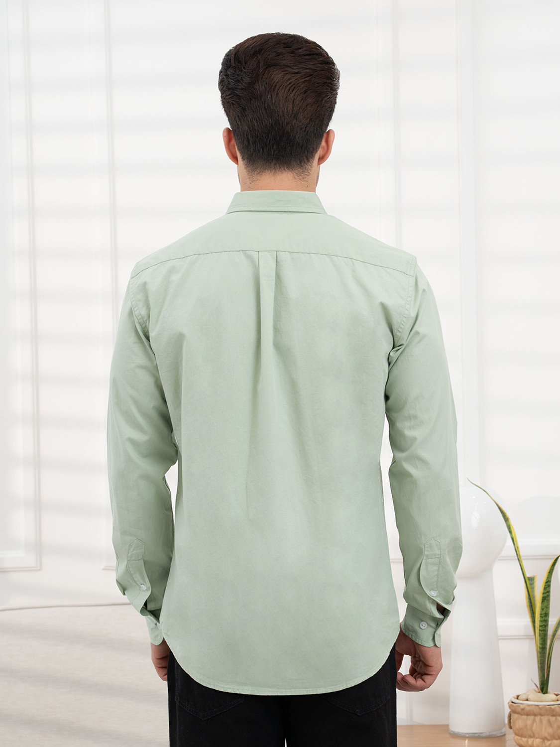 Image of RED TAPE Men Solid Casual Light Green Shirt
