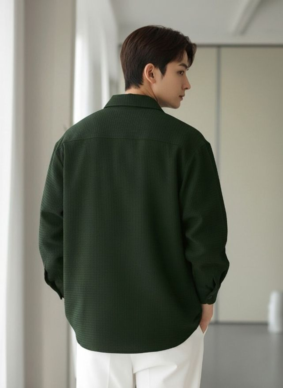 Image of Leriya Fashion Men Self Design Casual Green Shirt