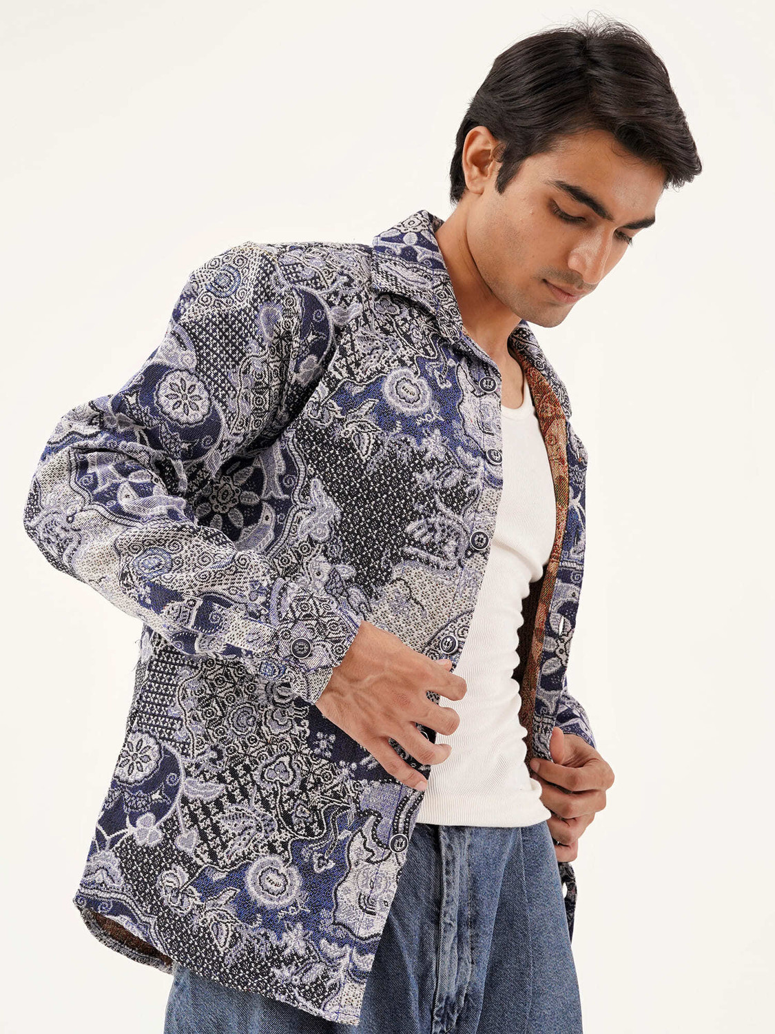 Image of Clazzey Men Printed Casual Blue Shirt