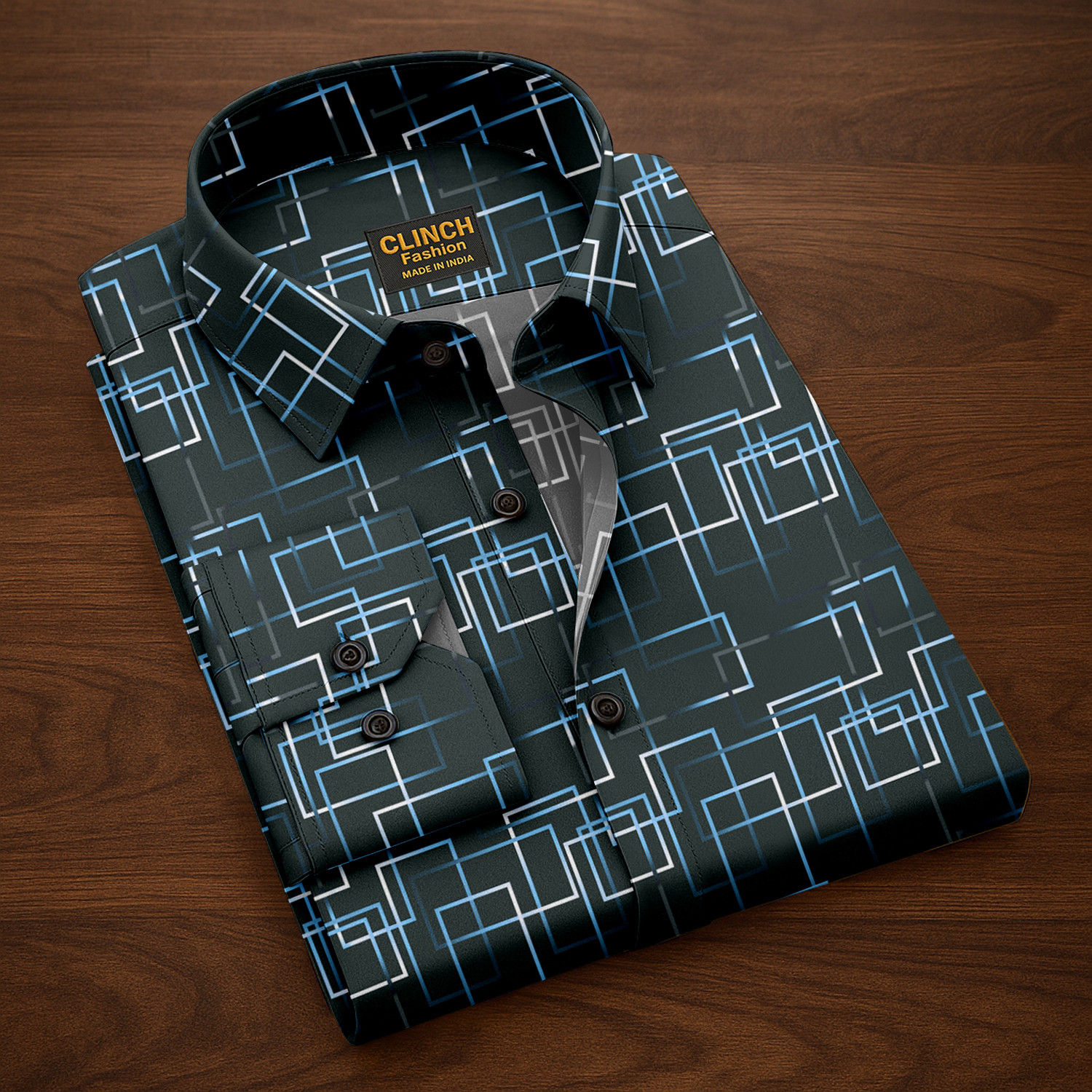 Image of clinch fashion Men Striped Casual Dark Blue Shirt