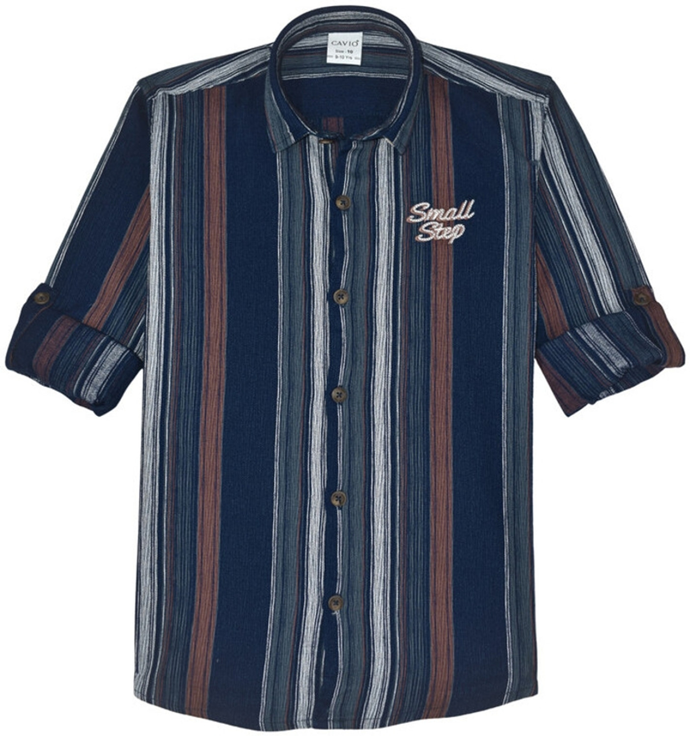 Image of CAVIO Boys Striped Casual Brown Shirt