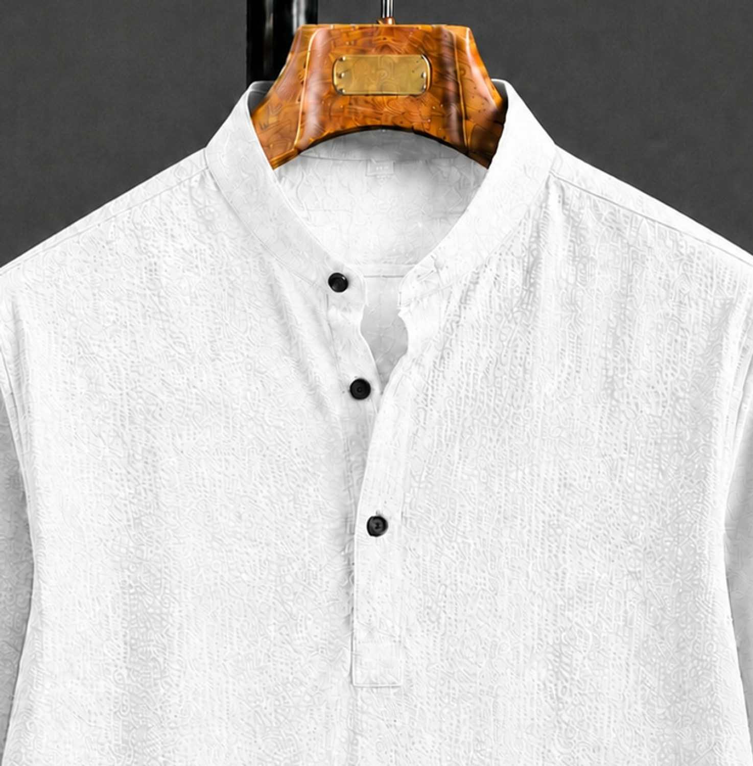 Image of COMBRAIDED Men Self Design Casual White, Light Blue Shirt