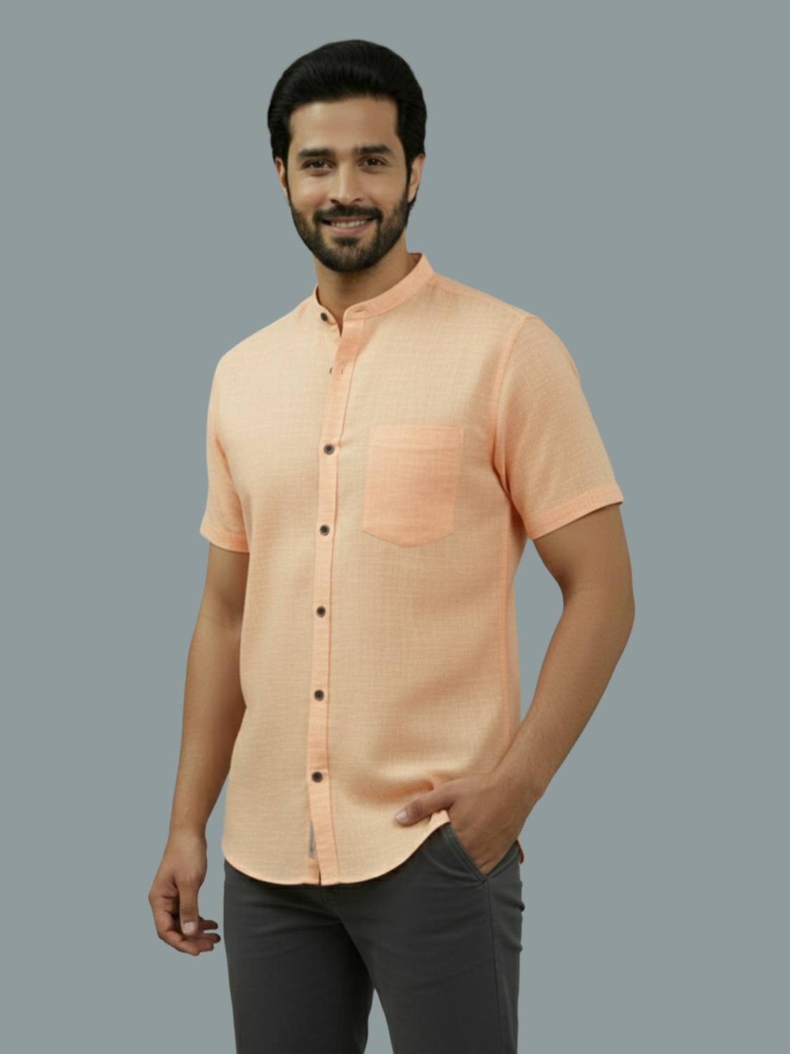 BHUVIKOO Men Solid Casual Orange Shirt