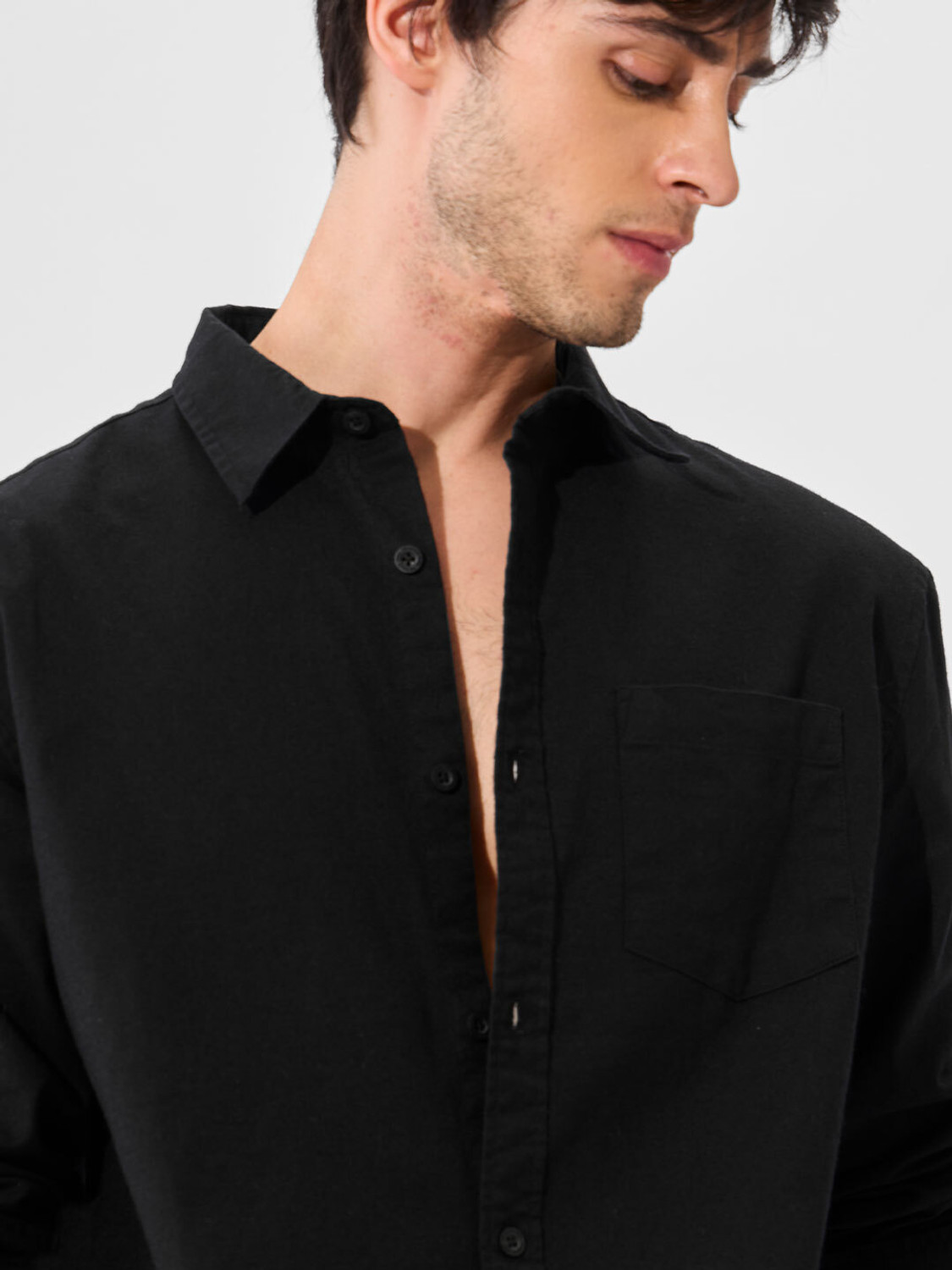 Image of The Souled Store Men Solid Casual Black Shirt