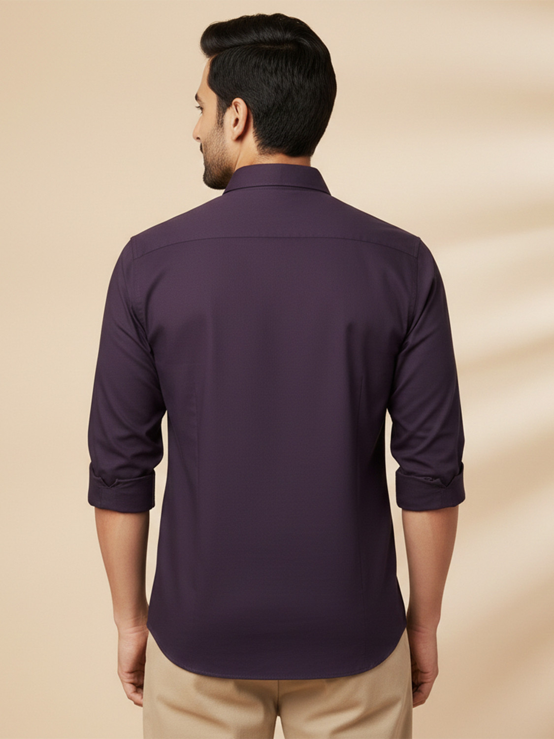 Image of METRONAUT Men Solid Casual Purple Shirt