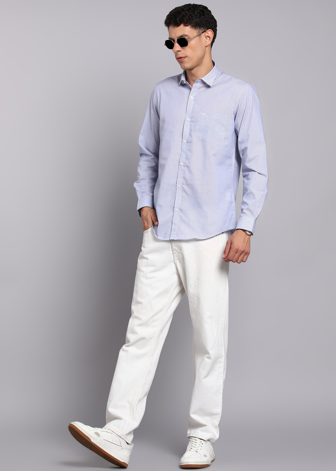 Image of PETER ENGLAND Men Striped Casual Blue Shirt