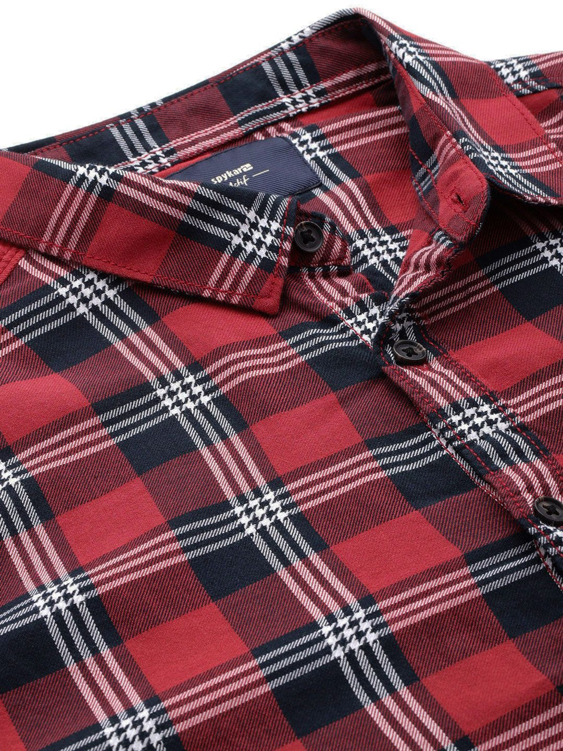 Image of Spykar Men Checkered Casual Red Shirt