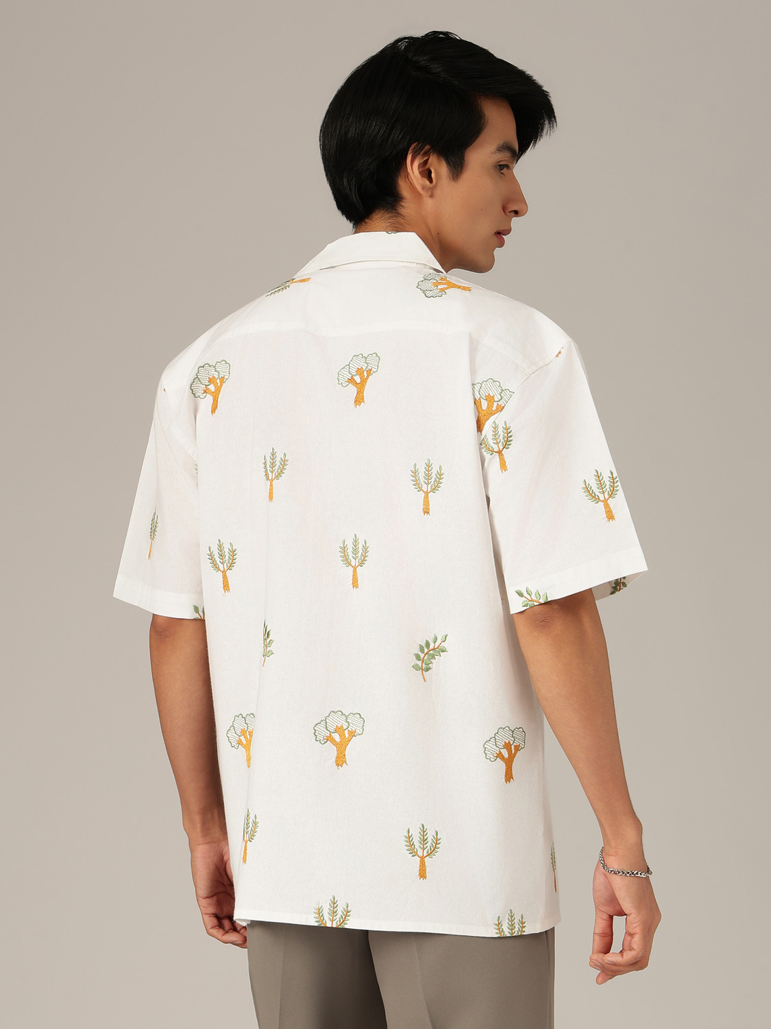 Image of DENNISON Men Embroidered Casual White Shirt