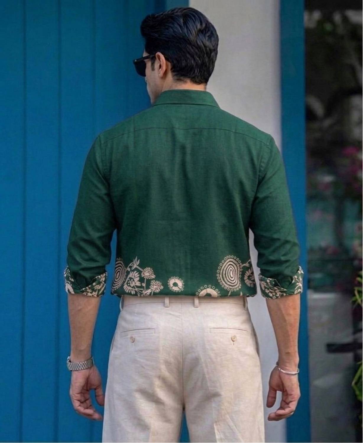 Men Printed Casual Green Shirt - Image 2