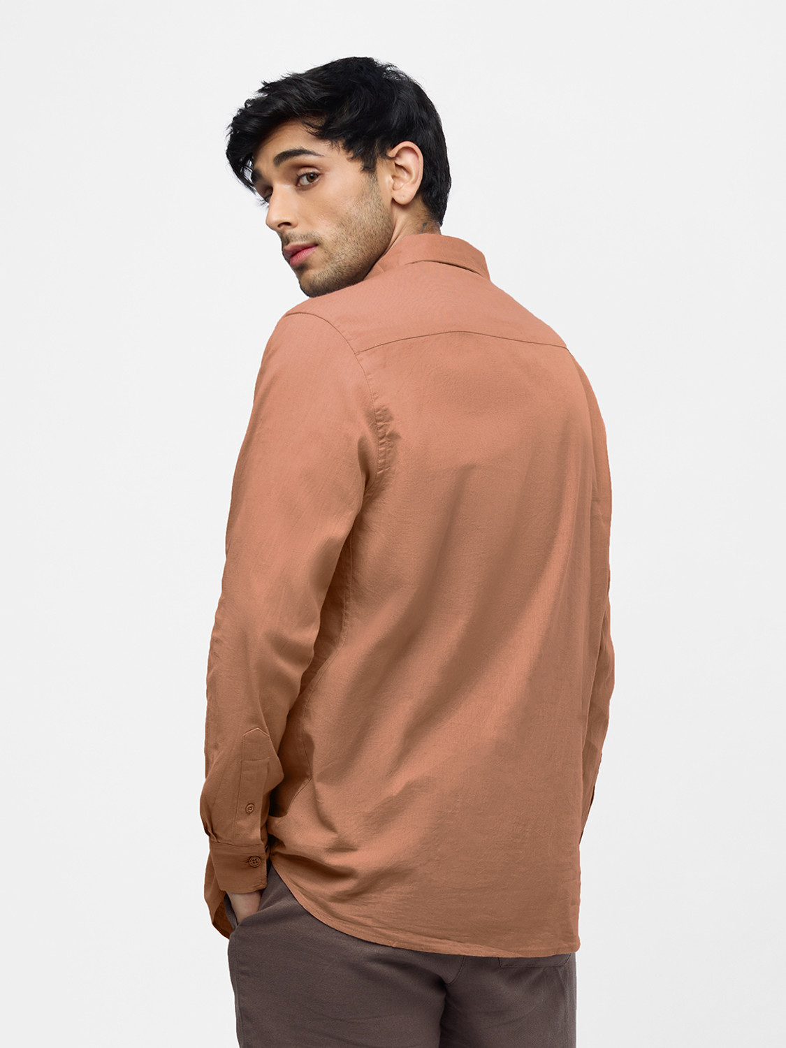 Image of The Souled Store Men Solid Casual Orange Shirt