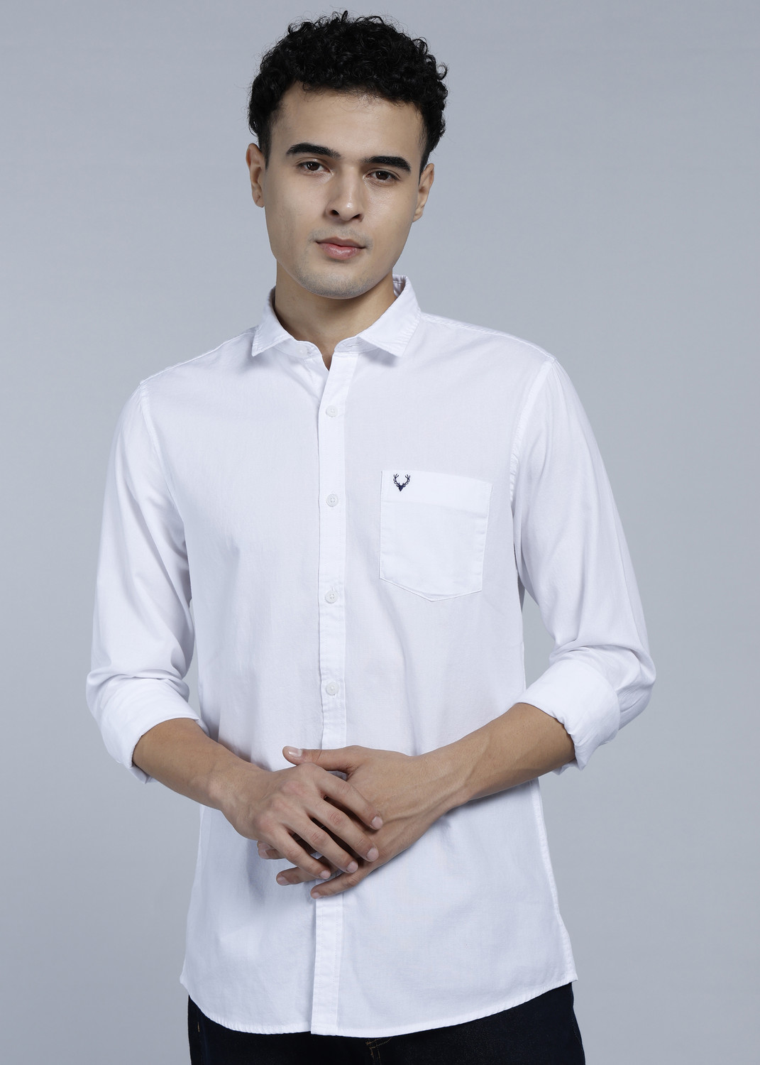 Image of Allen Solly Men Solid Casual White Shirt