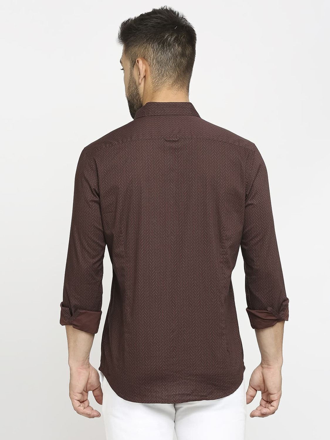 Image of BASICS Men Printed Casual Brown Shirt