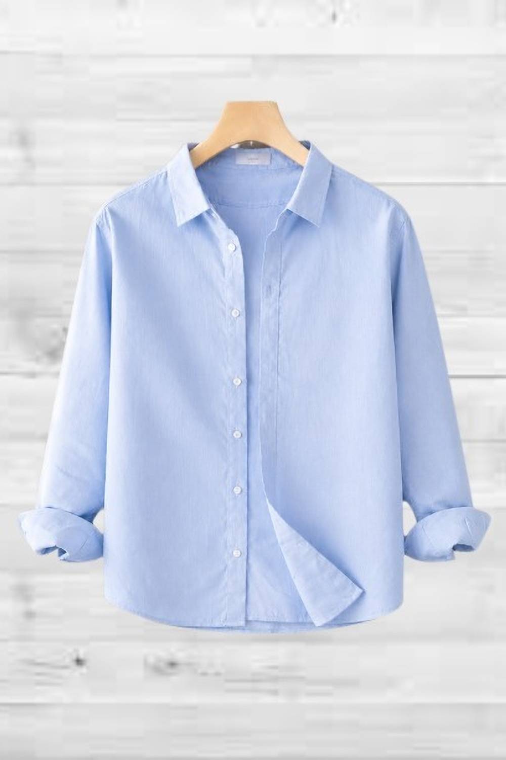 TorontoCN Men Solid Casual Light Blue Shirt