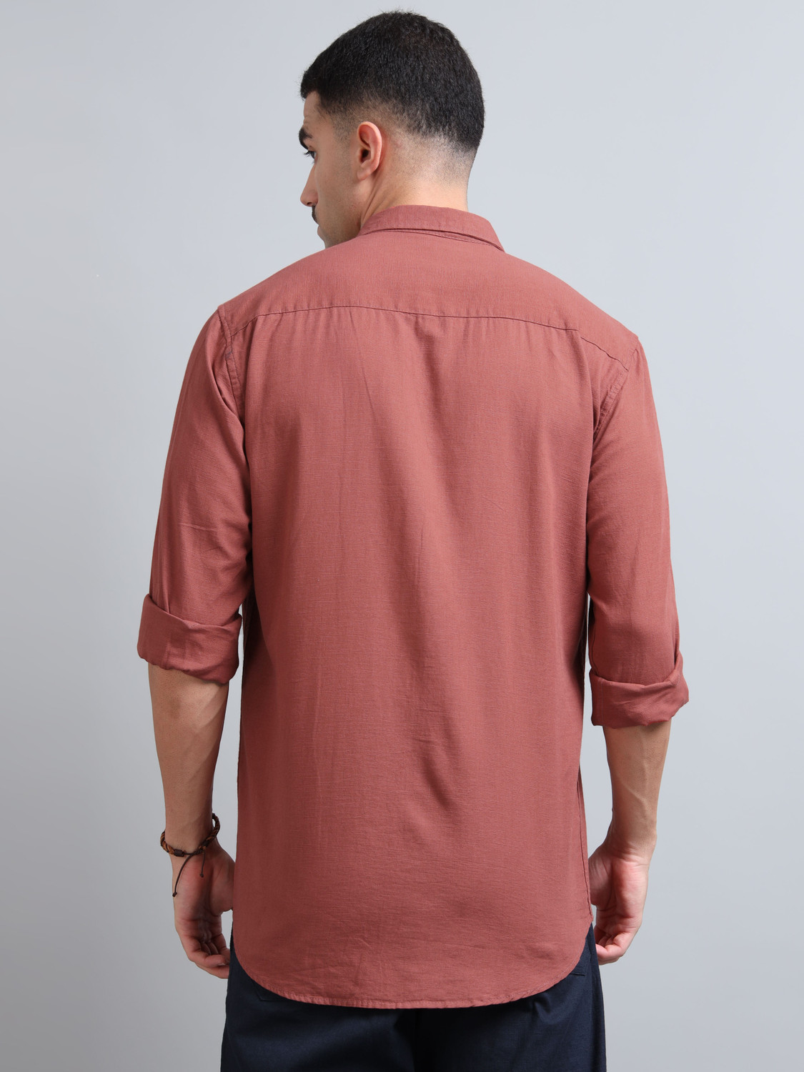 Image of U.S. Pitchers Men Solid Casual Brown Shirt