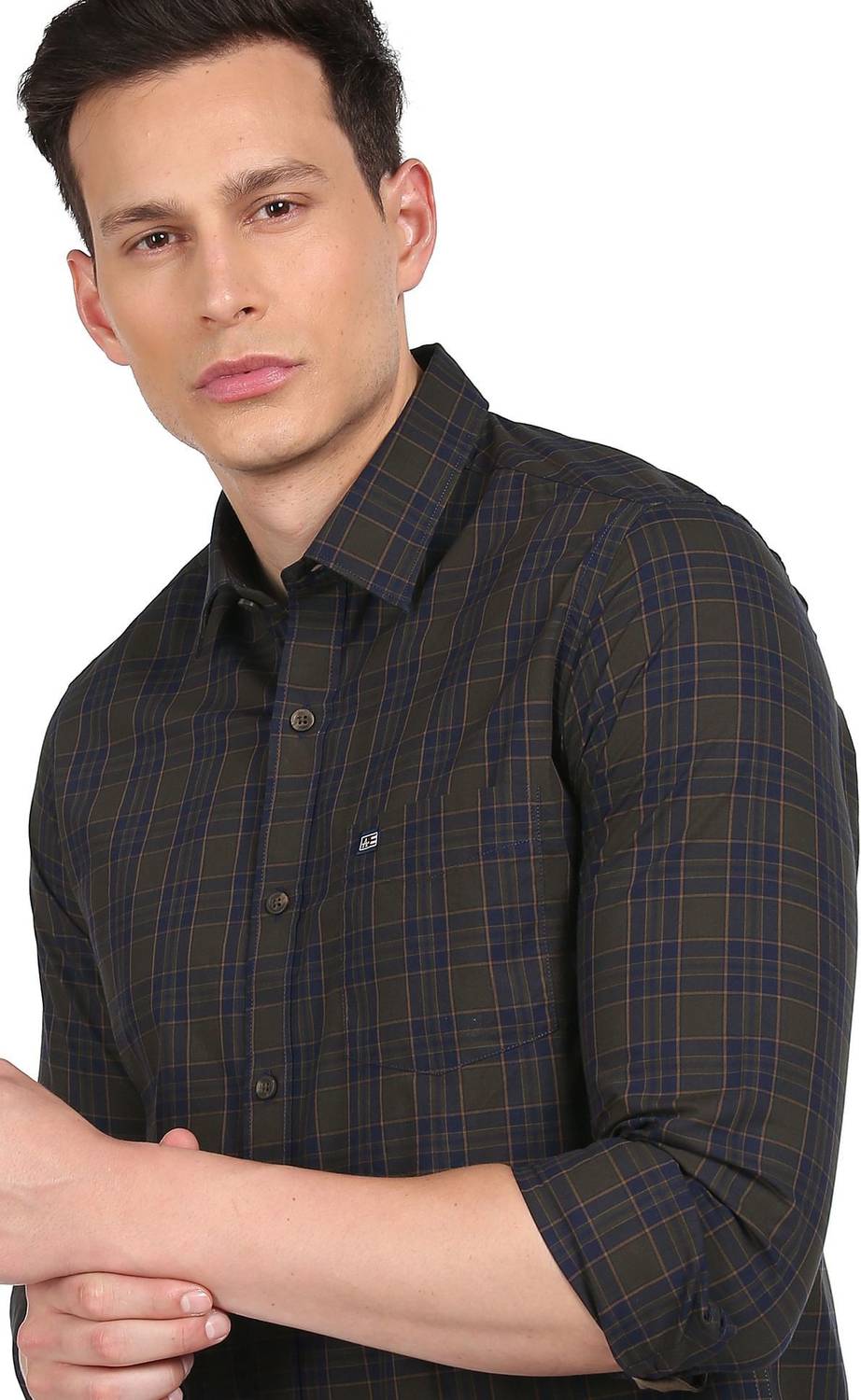 Arrow Sport Men Checkered Casual Green Shirt