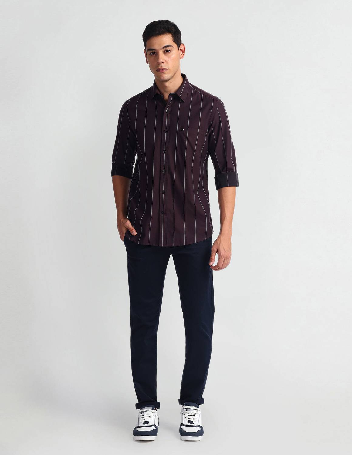 Arrow Sport Men Striped Casual Red Shirt - Image 3